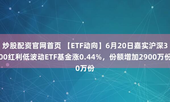 炒股配资官网首页 【ETF动向】6月20日嘉实沪深300红利低波动ETF基金涨0.44%，份额增加2900万份